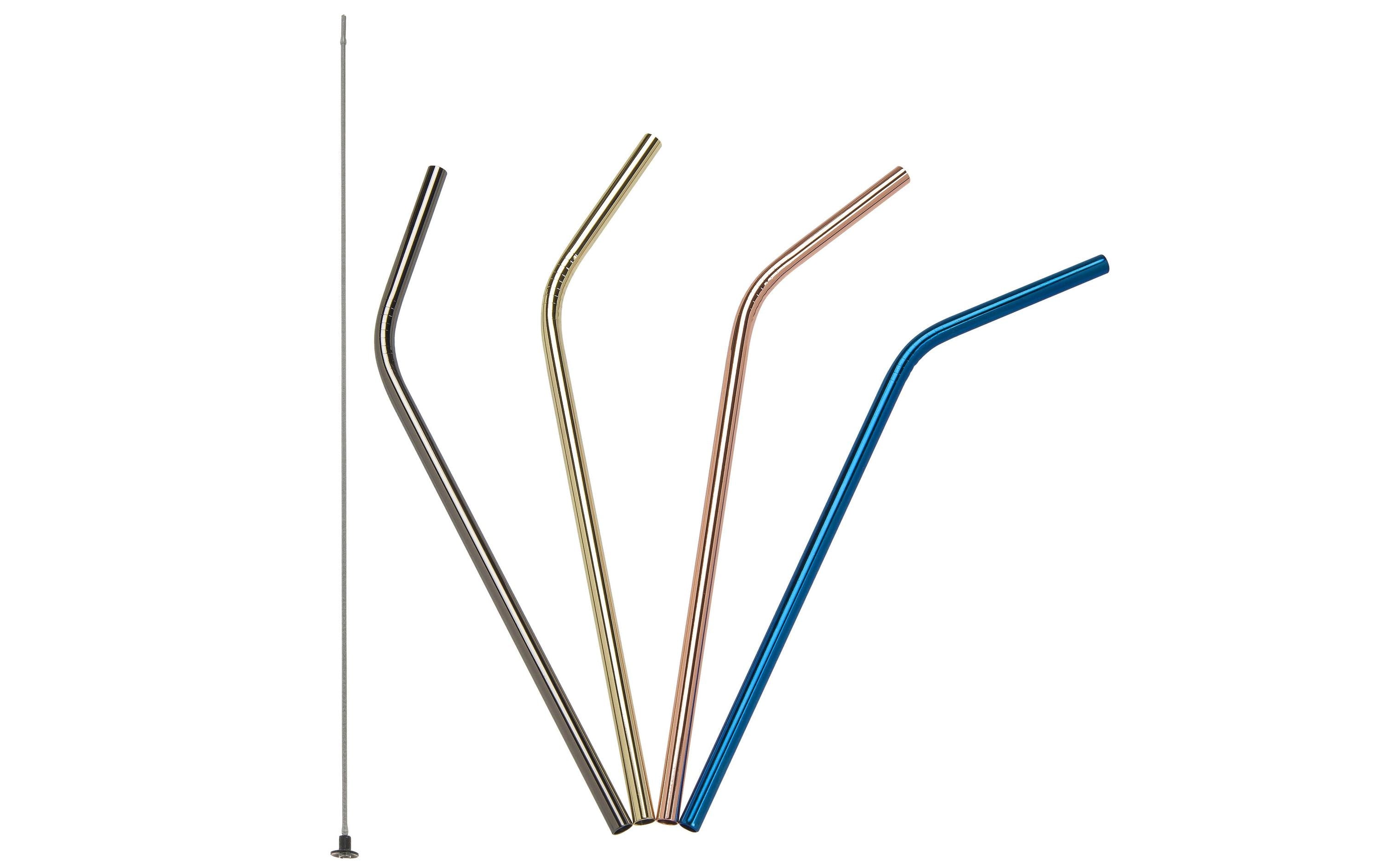 Lurch Trinkhalme gebogen 4 Stück Edelstahl, Ø 0,8 x 21,5cm, Bunt