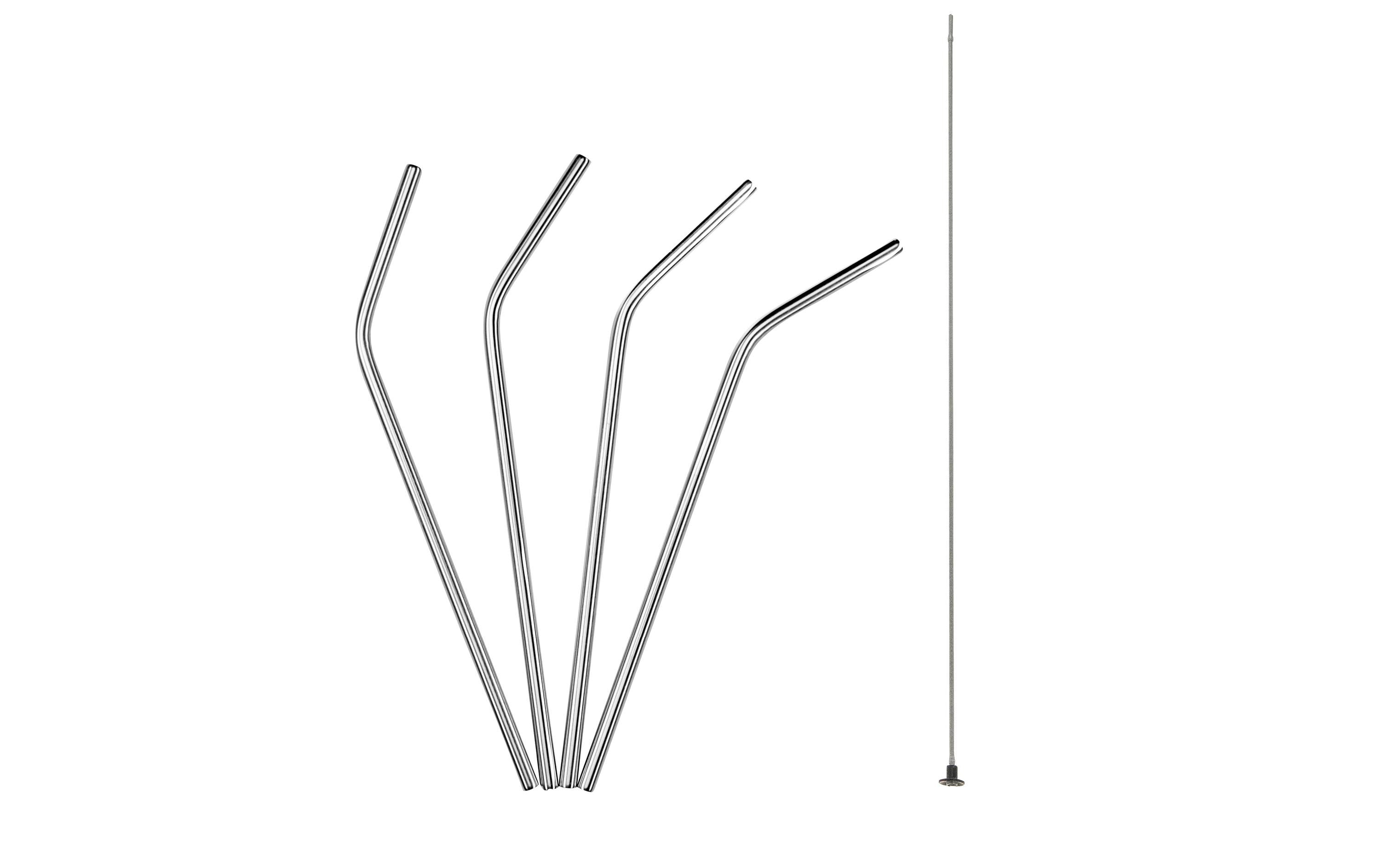 Lurch Trinkhalme gebogen 4 Stück Edelstahl, Ø 0,6 x 21,5cm, Silber
