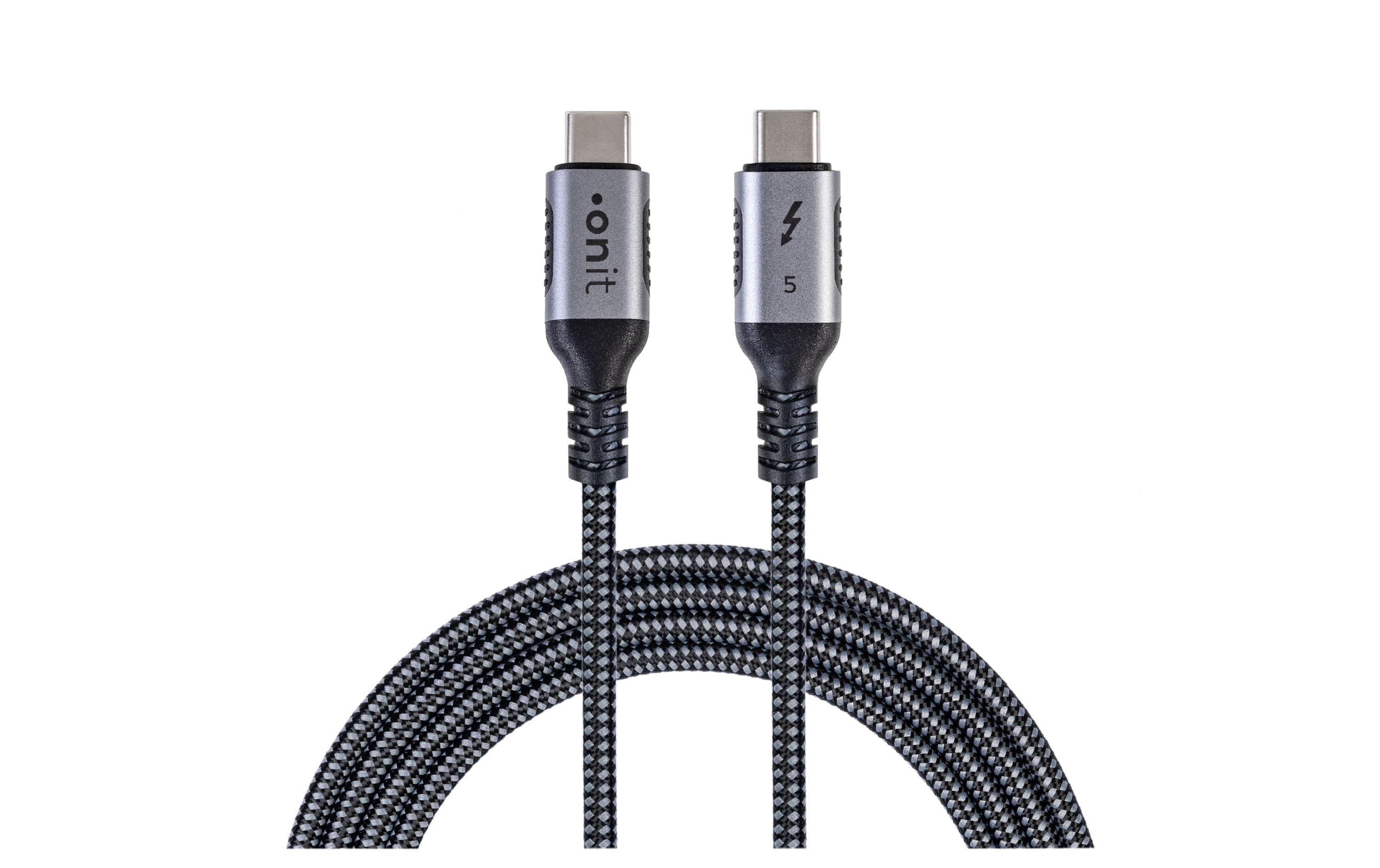 onit Thunderbolt5-Kabel prem C-C schw/gr 2m 240W / 80Gbps / 16K@60Hz / PD3.1 / Coax