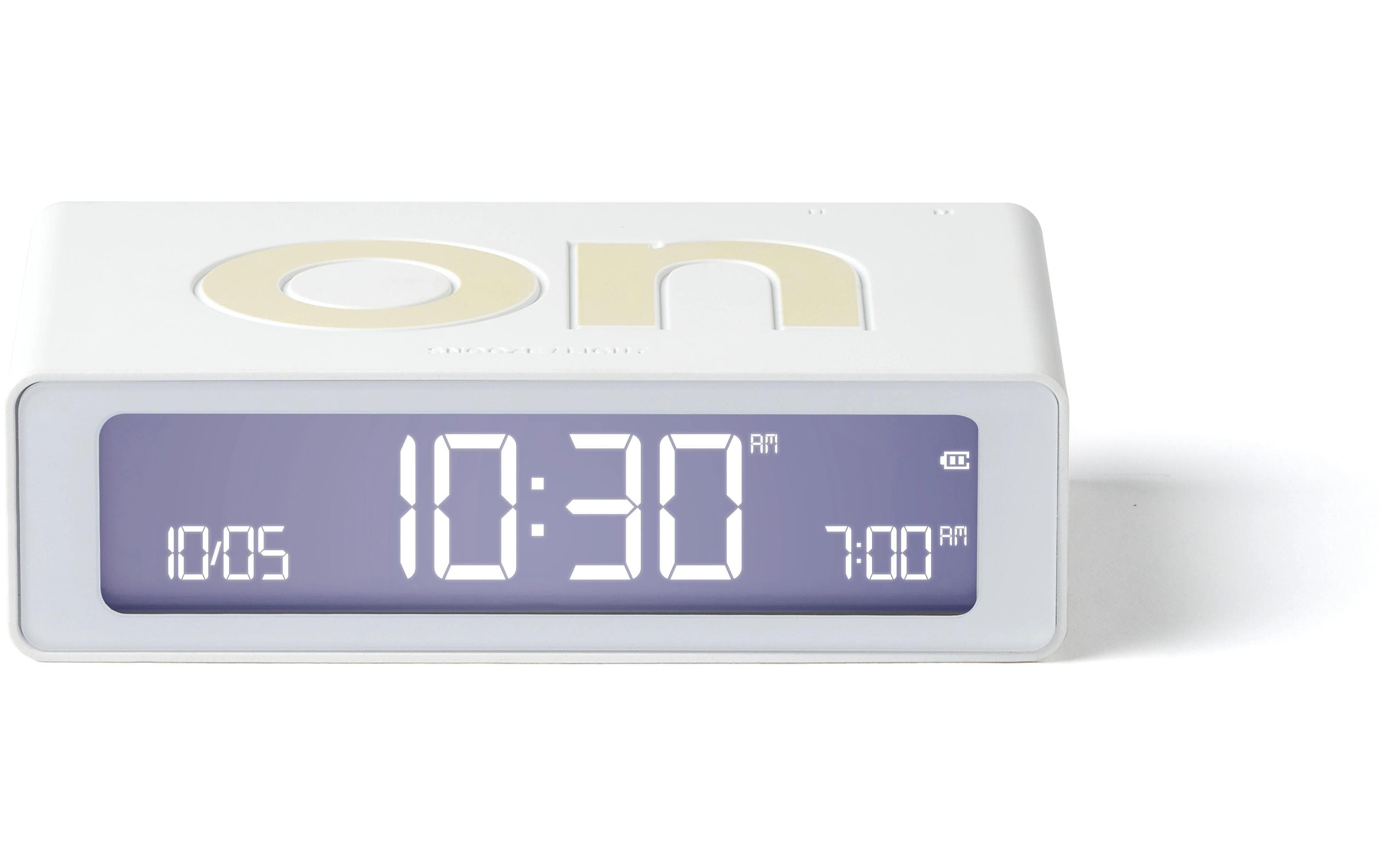 Lexon Digitalwecker Flip Mini LCD, inkl. USB-C Ladekabel, Weiss