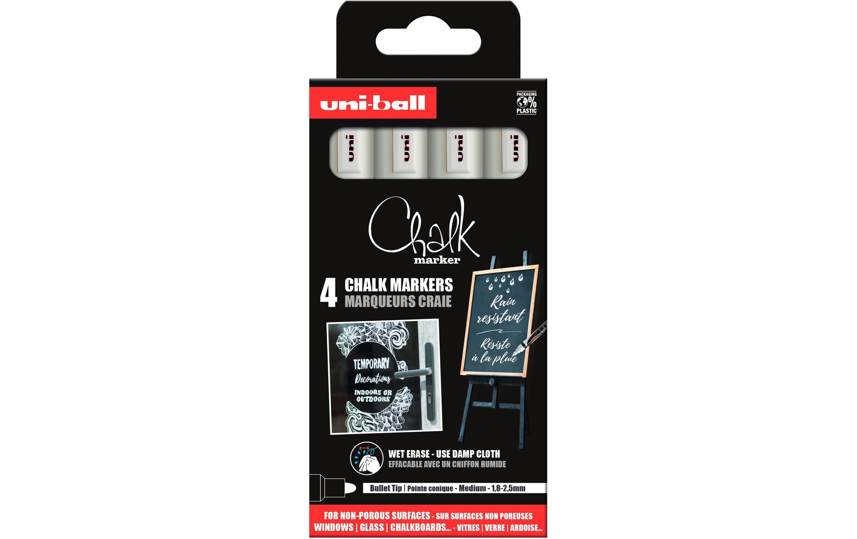 UNI CHALK Kreidemarker PWE-5.M Rundspitze 1.8-2.5mm, 4Stk. Weiss