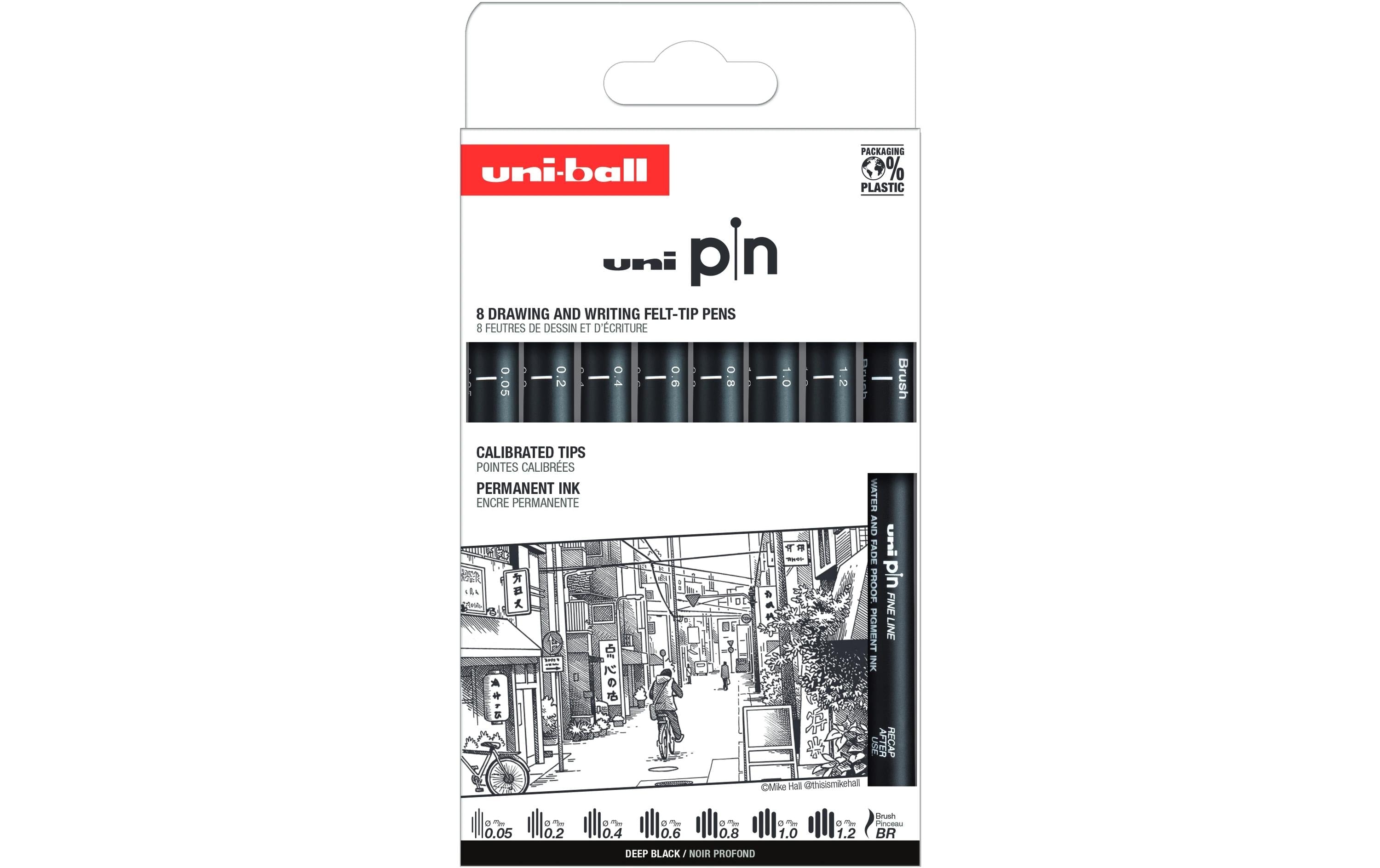 Uni PIN Fineliner Set Classic Street schwarz - Etui zu 8 Stk ass.