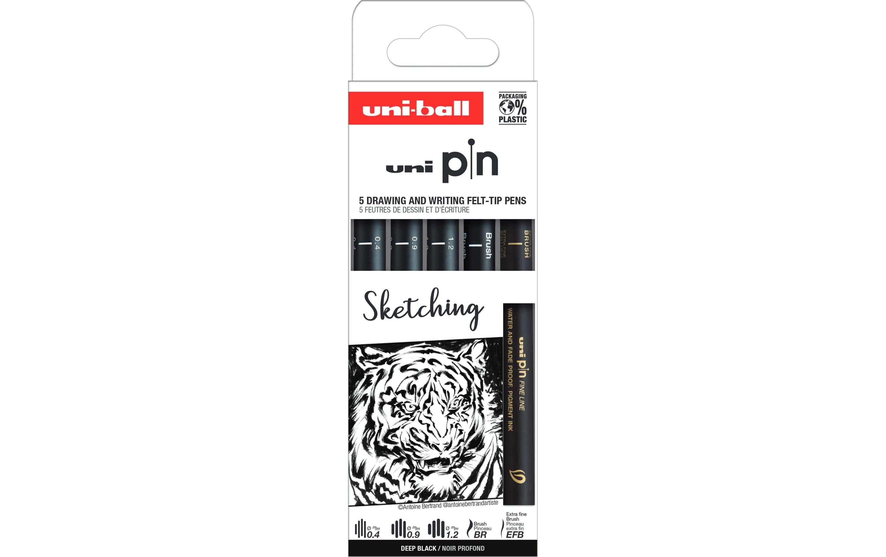 Uni PIN Fineliner Set Sketching schwarz - Etui zu 5 Stk ass.