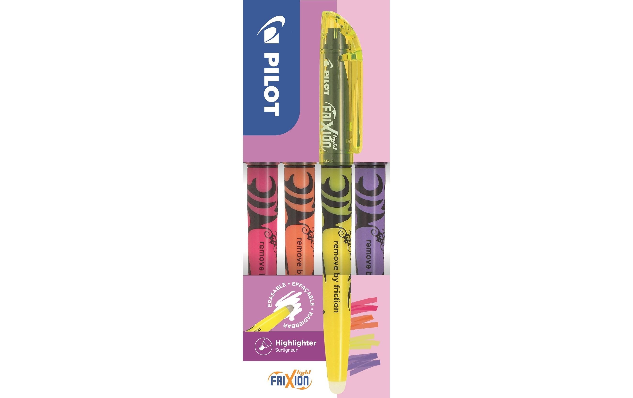 PILOT Frixion Light 4er Set pink, orange, gelb, violett