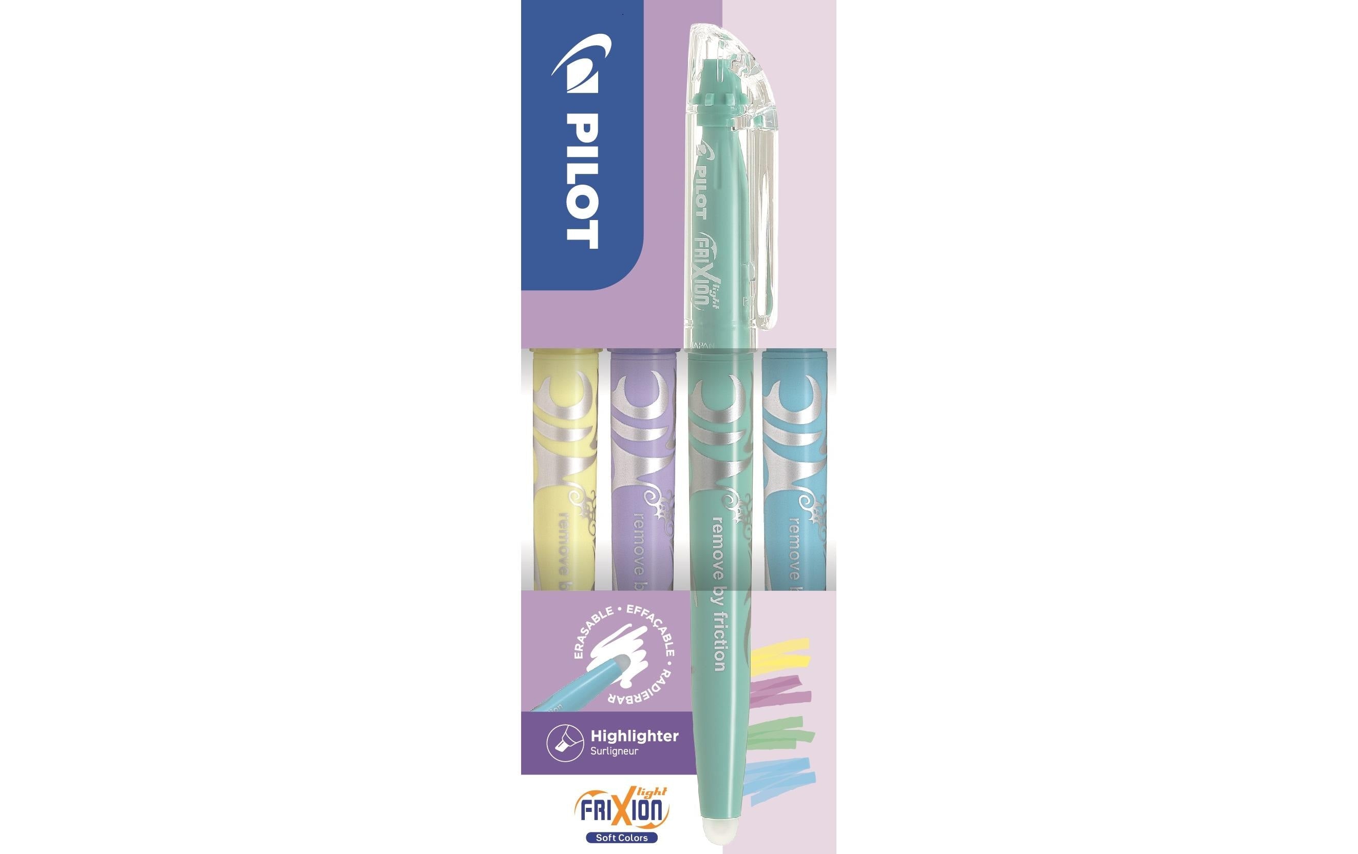 PILOT Frixion Light soft 4er Set gelb, violett, grün, blau