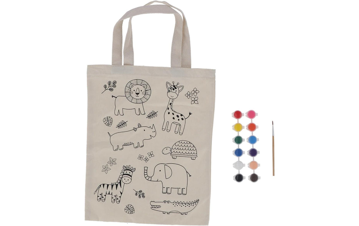 Esschert Design Tragetasche Dschungel zum ausmalen, 29x0.5x36.5 cm (LxTxH), Polyester