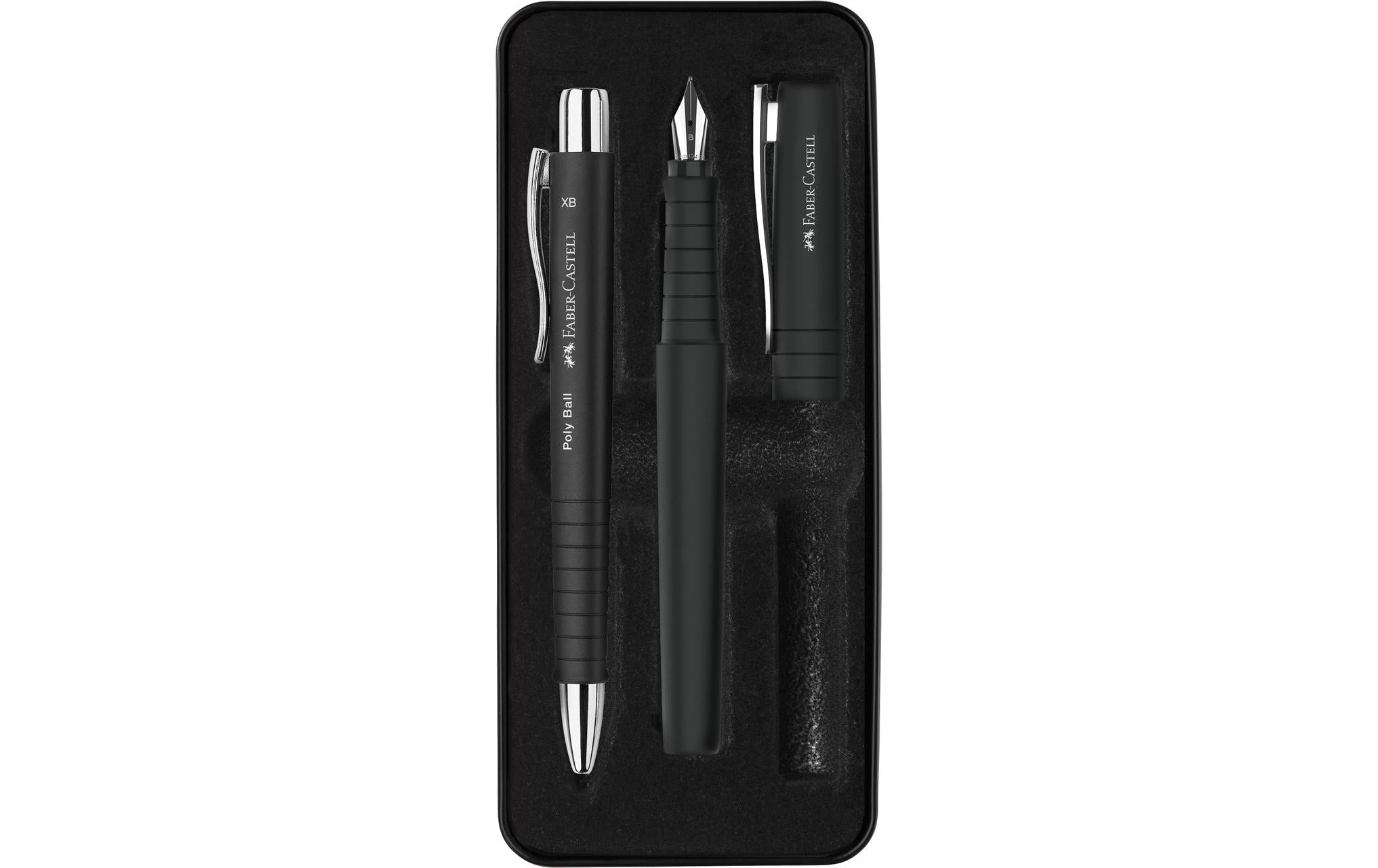 Faber-Castell Geschenkset Poly Ball schwarz 1 Füllfederhalter, 1 Kugelschreiber