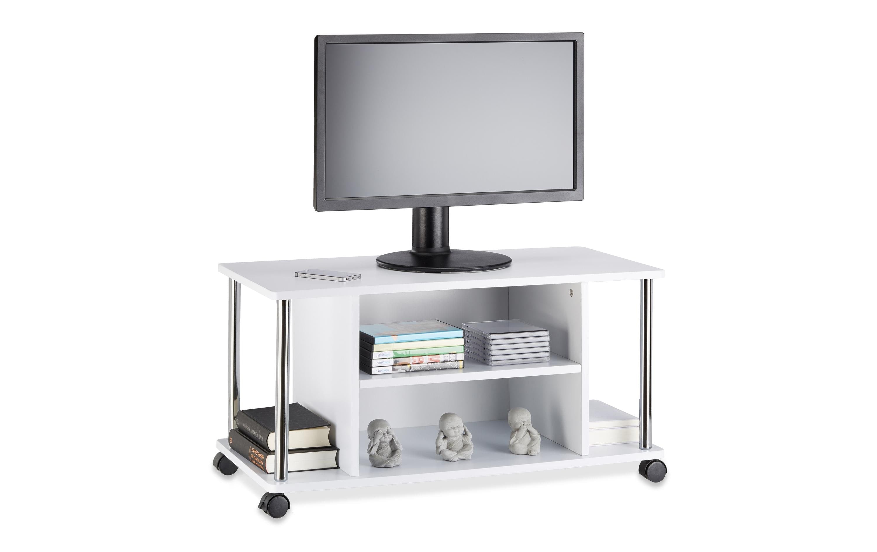 relaxdays TV Möbel mit Rollen MDF China, Weiss