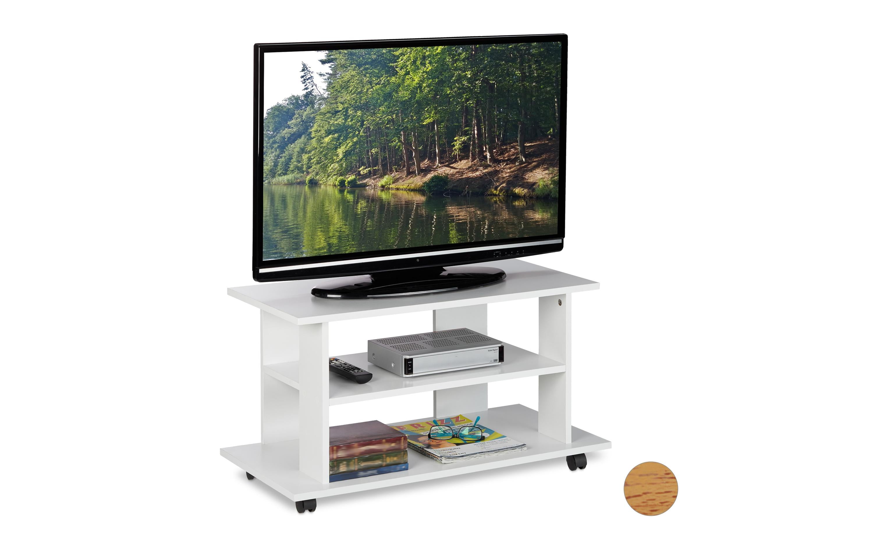 relaxdays TV Möbel mit Rollen MDF China, Weiss