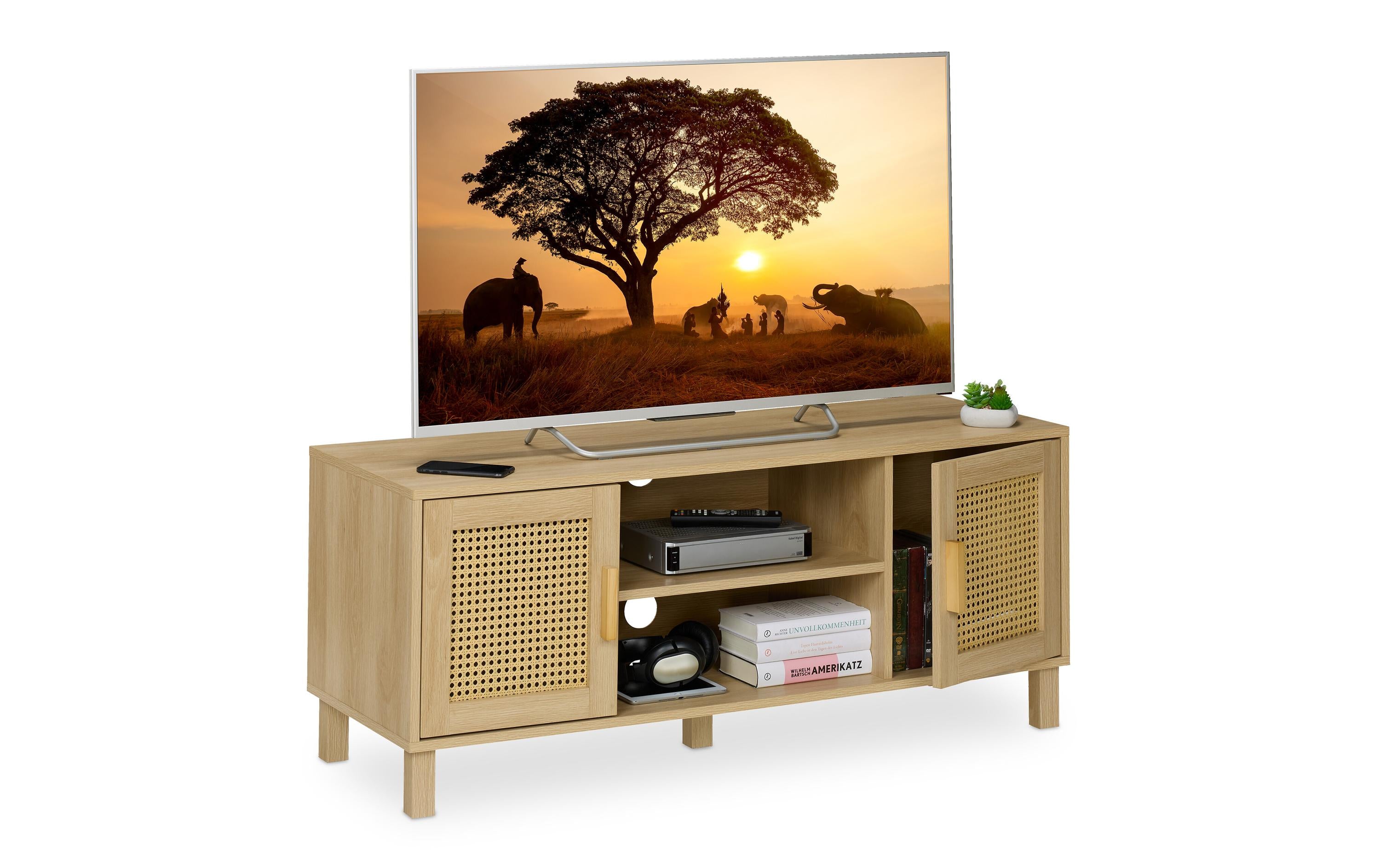 relaxdays TV Möbel Rattan Design MDF China