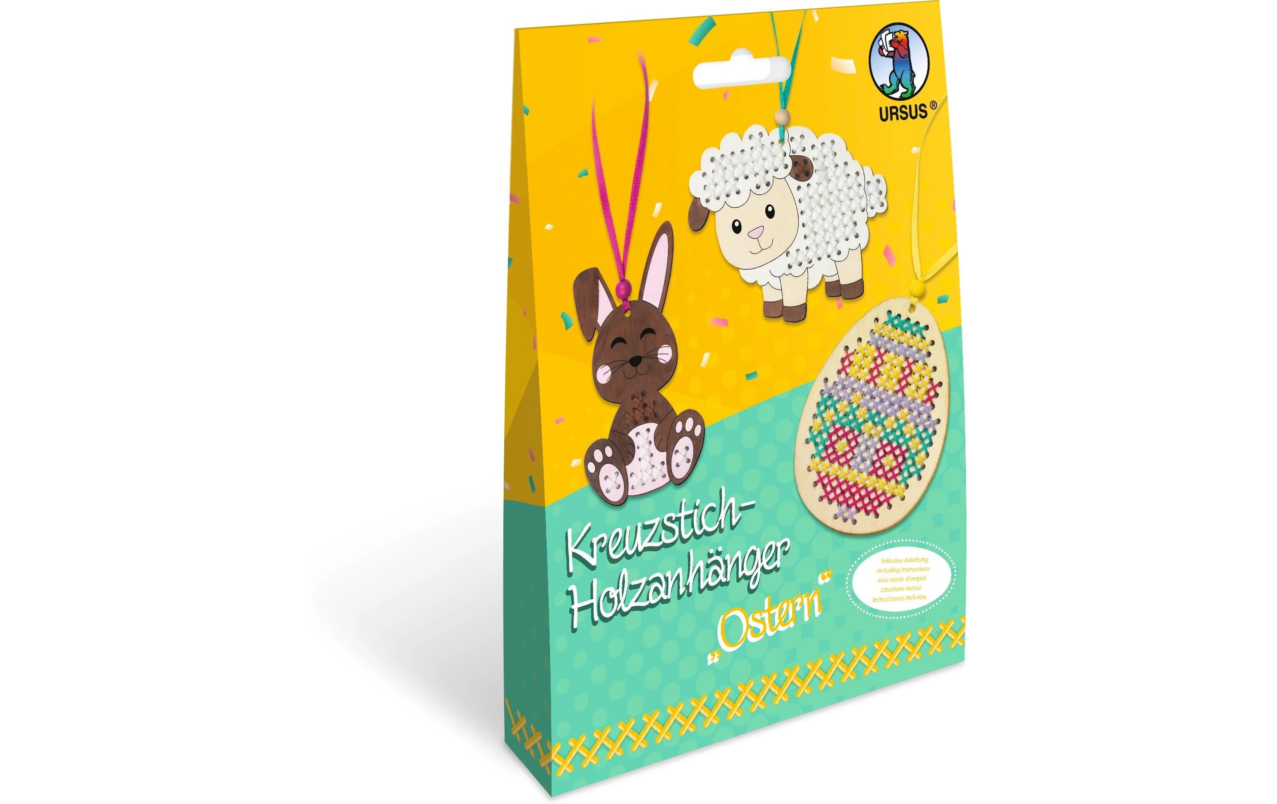 URSUS Bastelset Krezstich Holzanhänger Ostern