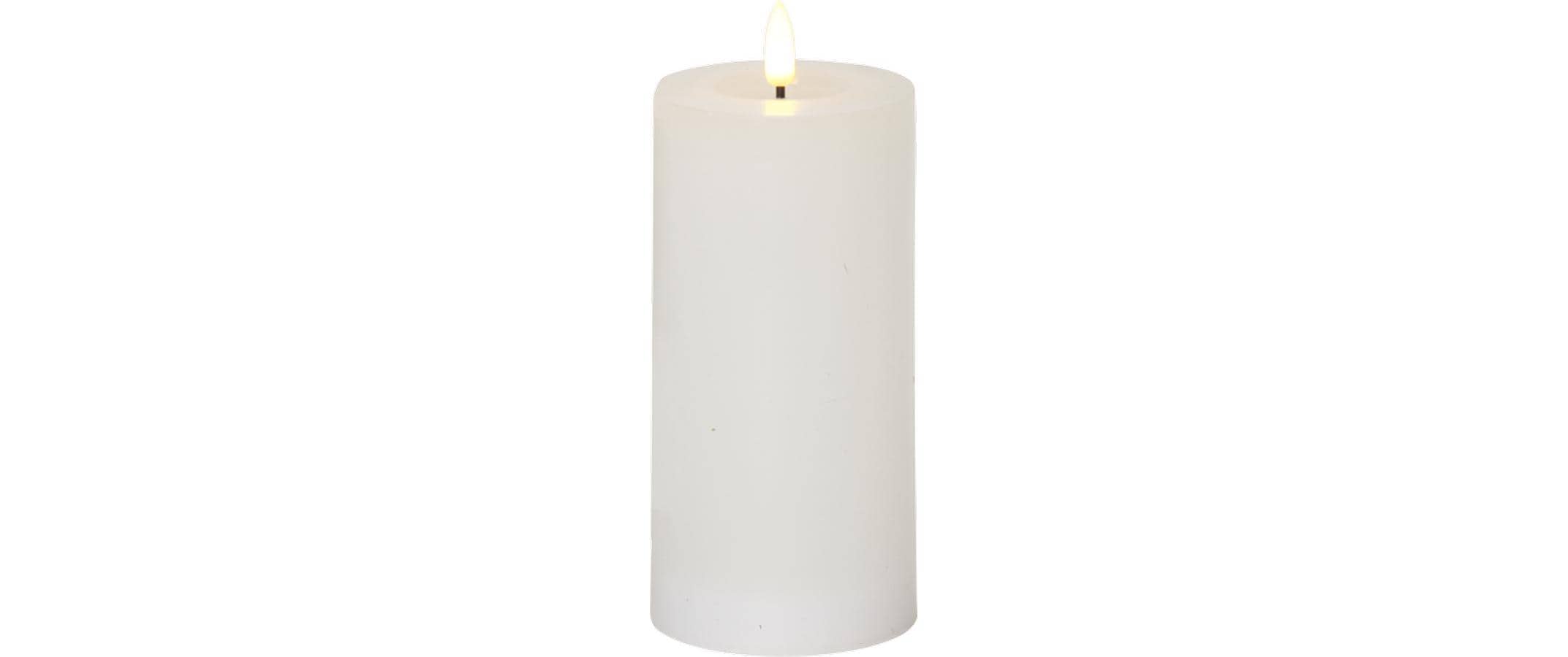 Star Trading LED Pillar Kerze Flamme Flow Indoor, Weiss, 17.5 cm höhe, Timerfunktion