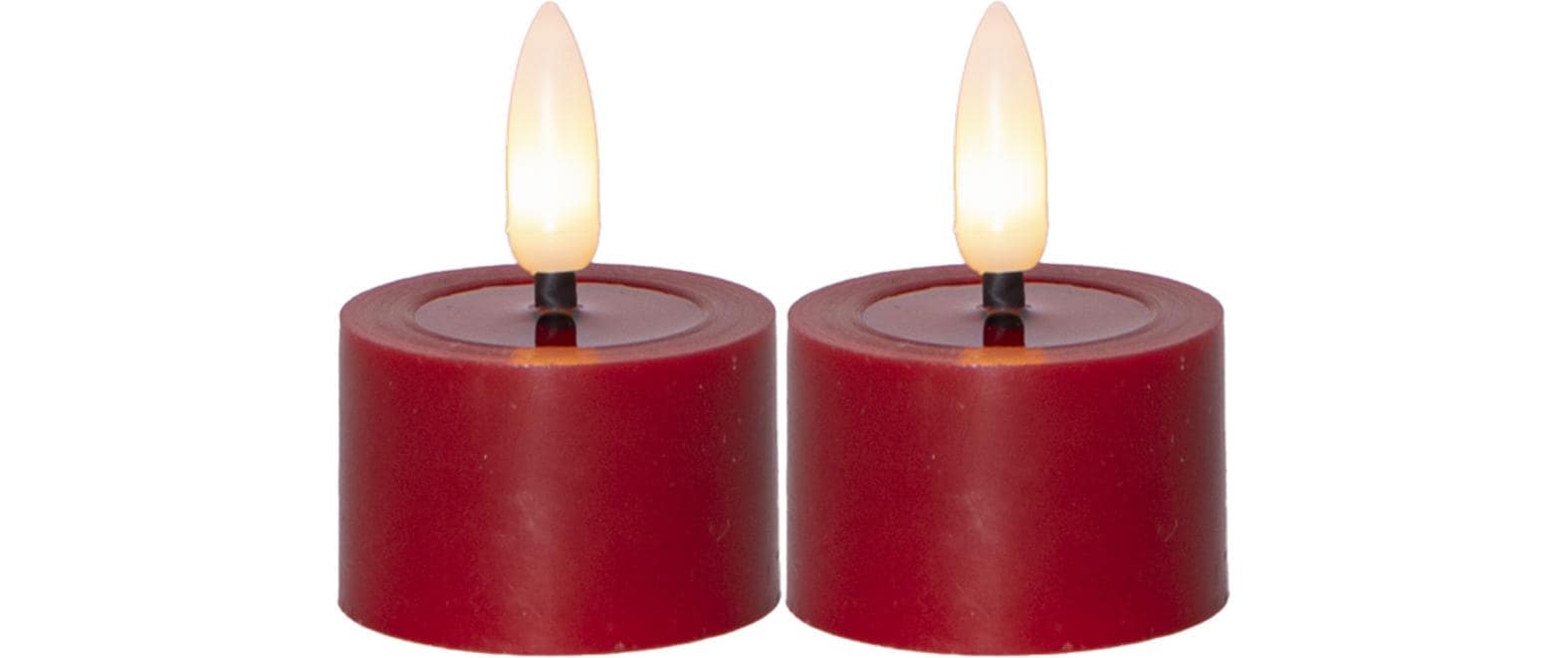 Star Trading LED Teelicht 2 Pack Flow Indoor, Rot, 5cm  Höhe, Timerfunktion