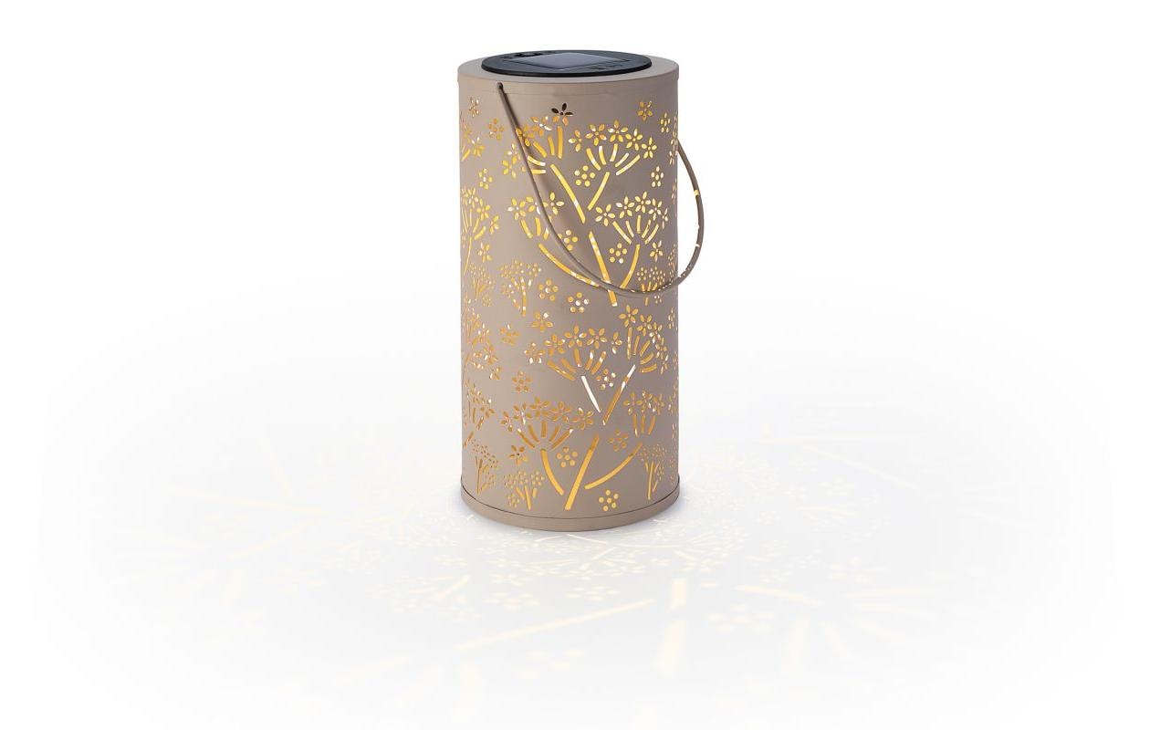 STT Solar Flowery Lantern 1 LED ww, 12x20cm, beige