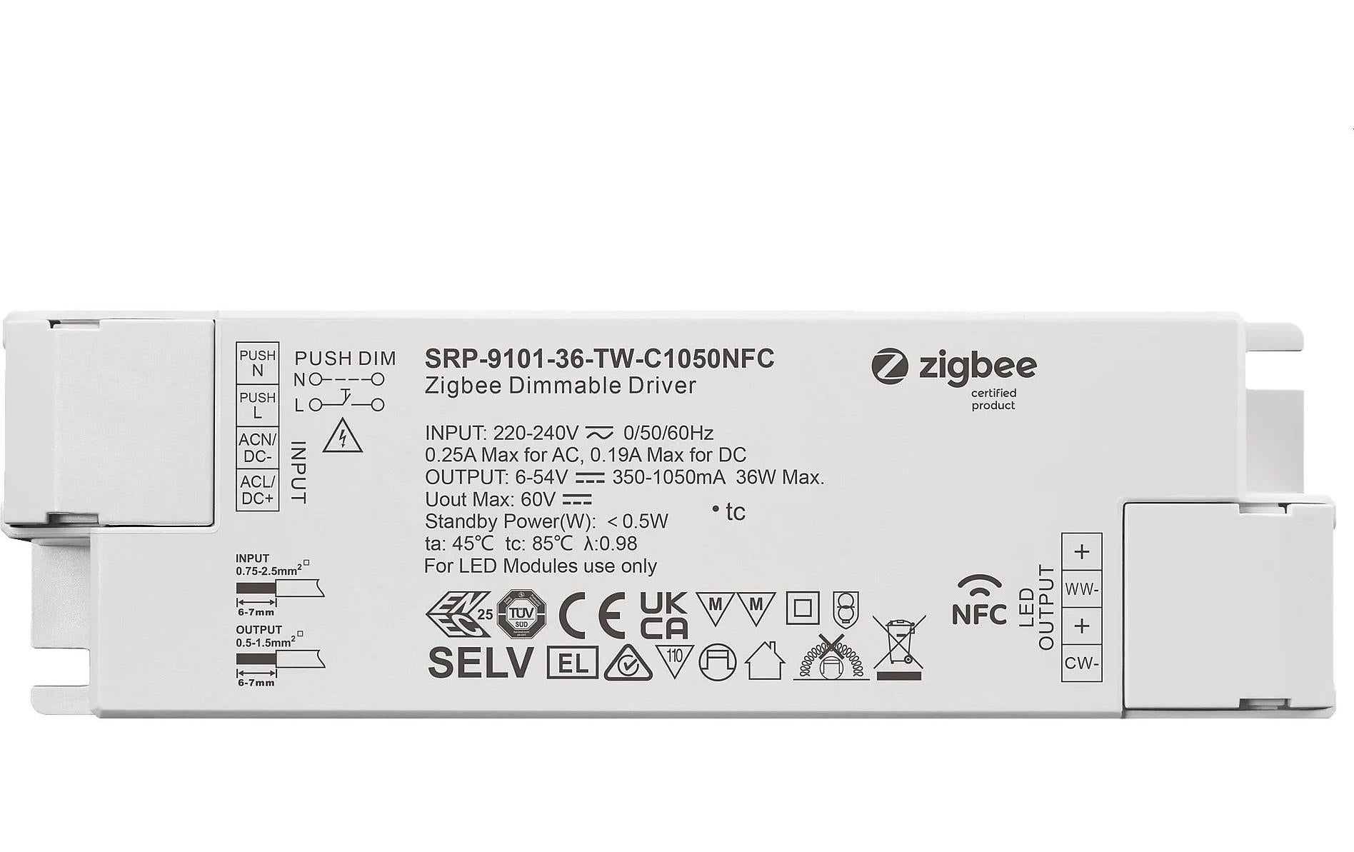 SR Zigbee 3.0 NFC Konverter Tunable White 36W, CC 350-1050mA