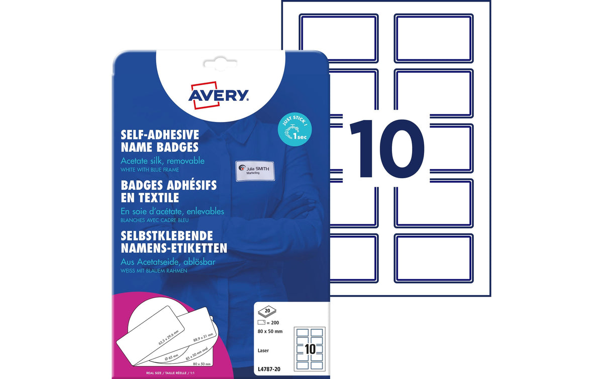 Avery-Zweckform Namensetiketten, 200 Stk 80 x 50 mm, blauer Rand