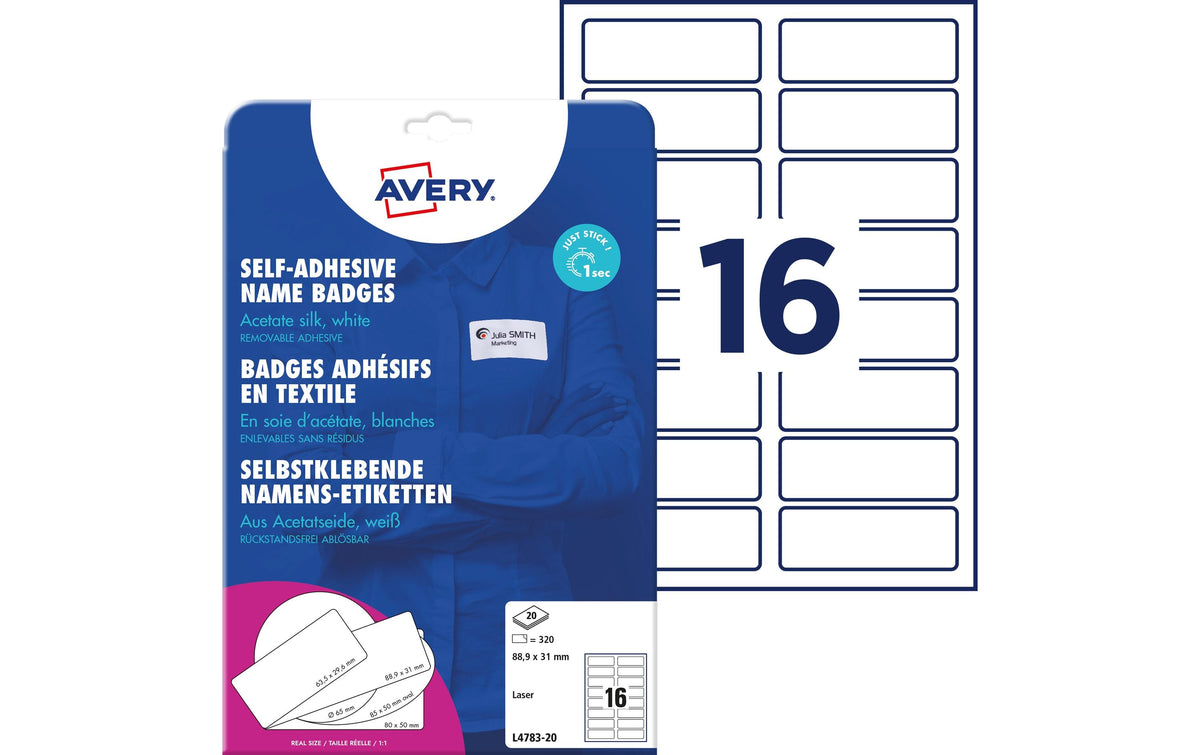 Avery Zweckform NamensEtik. 88.9x31mm Inhalt: 320 Etik. / 20 Blatt