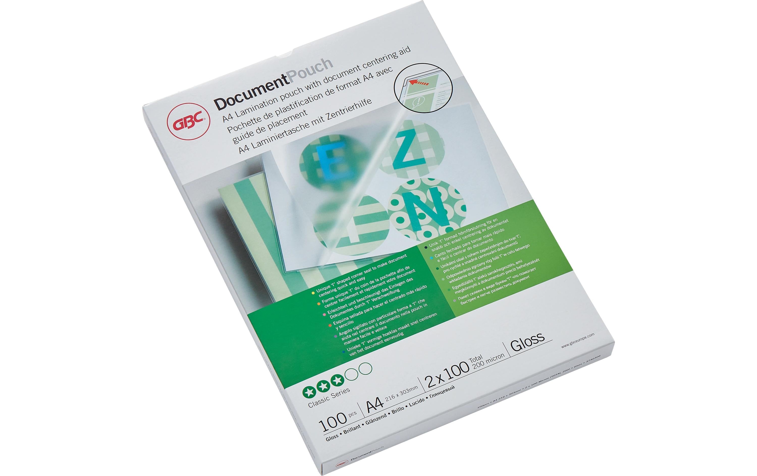 GBC Laminierfolie 100 Micron A4 (216x303), 100 Stk., gloss