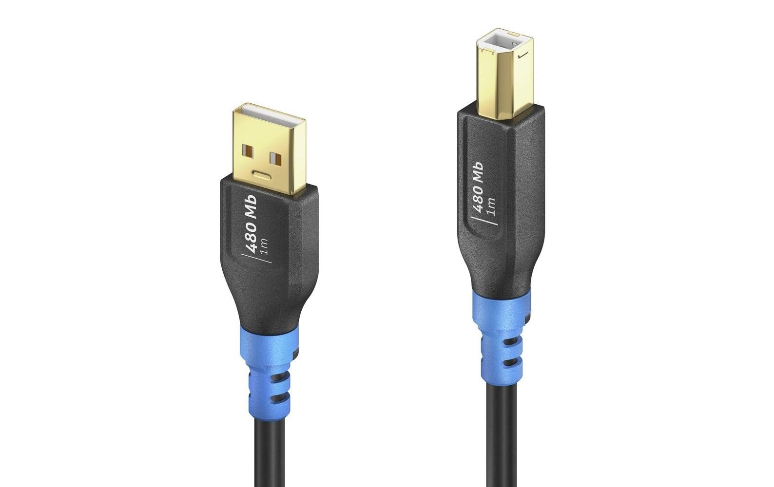 FlexInstall USB2.0 Kabel Typ A-B, 0.5m 480Mbps, 10W