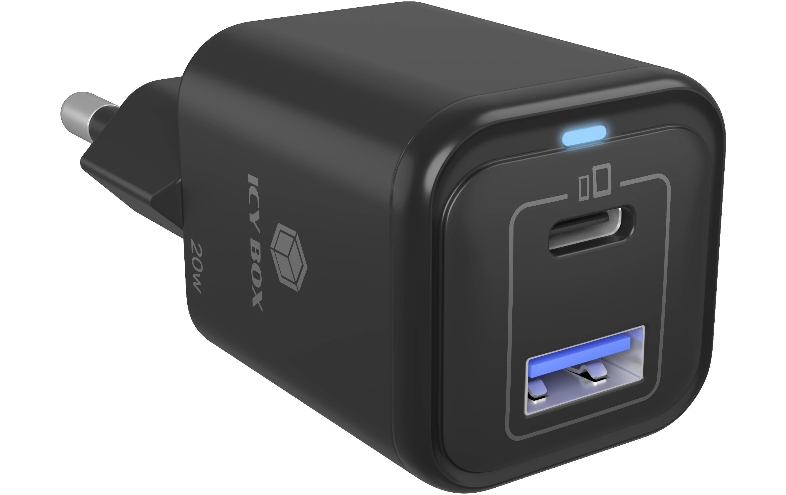 Icy Box Ladegerät IB-PS1020-PD PD, 1x USB Type-C, 1x USB Type-A