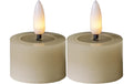 Star Trading LED Teelicht 2 Pack Flow Indoor, Beige, 5cm  Höhe, Timerfunktion