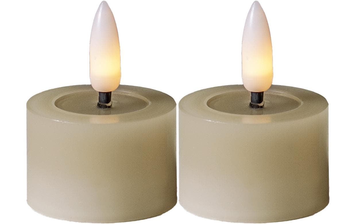 Star Trading LED Teelicht 2 Pack Flow Indoor, Beige, 5cm  Höhe, Timerfunktion