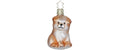 Inge Weihnachtskugel Welpe, Braun Glas, H: 7 cm, mundgeblasen