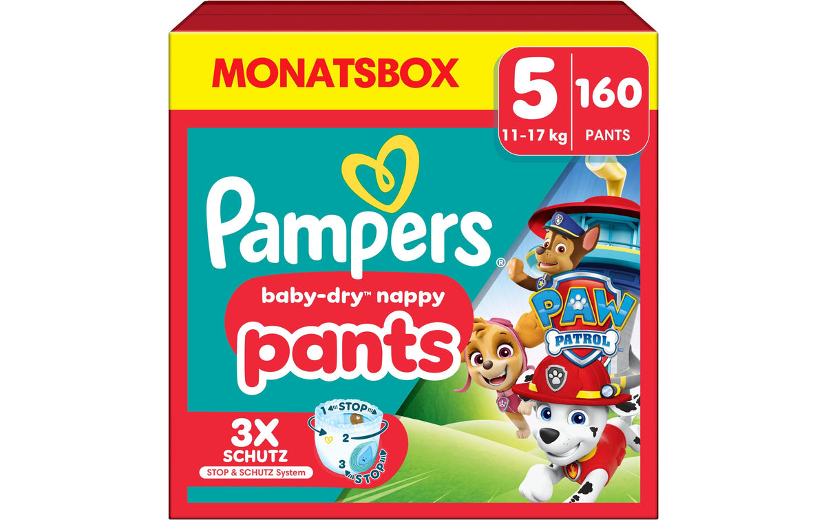 Pampers Baby Dry Pants Paw Patrol Gr. 5 12-17kg / Monatsbox / 160 Stck