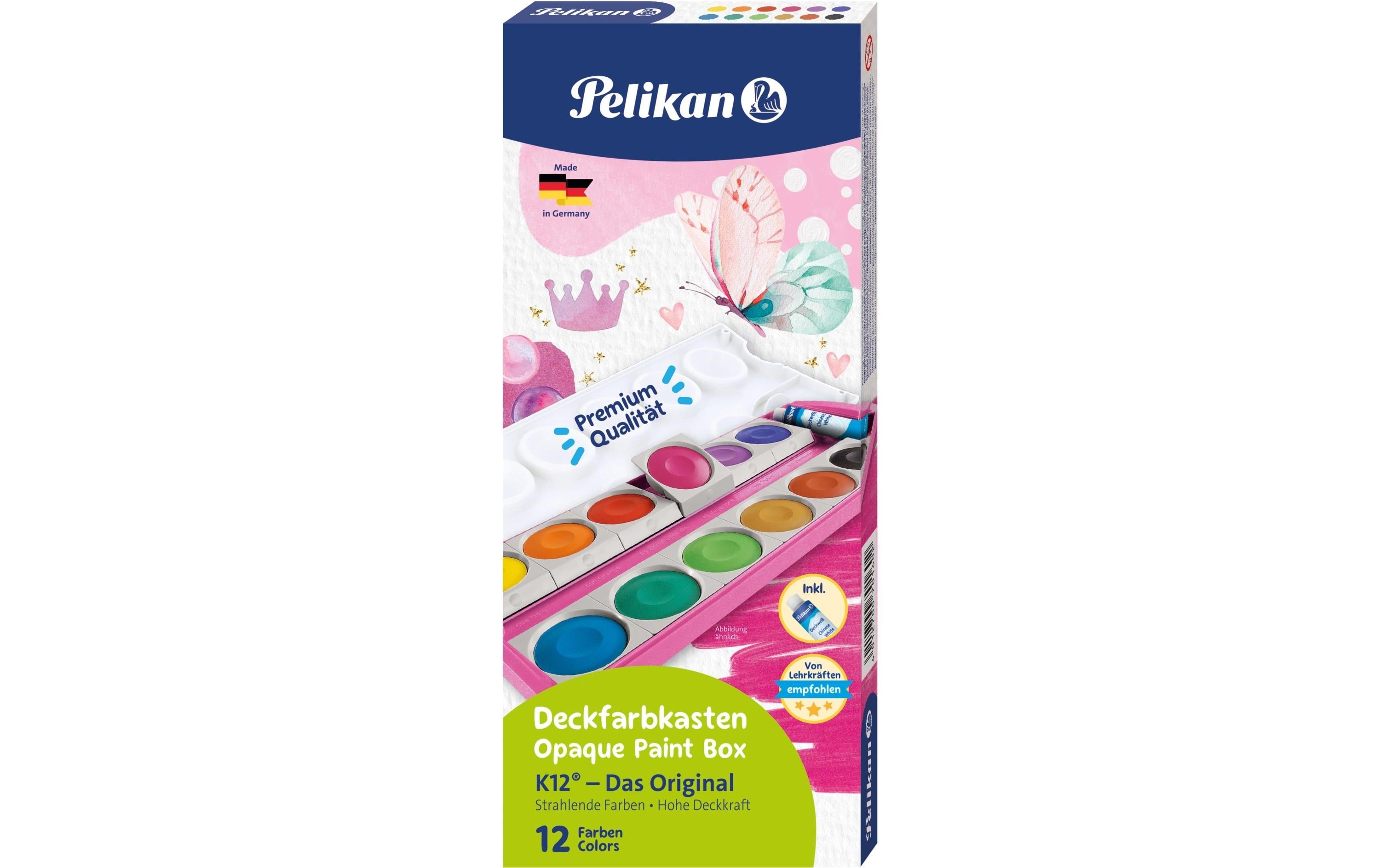 Pelikan Deckfarbkasten K/12 pink 12 Farben und 1 x Deckweiss