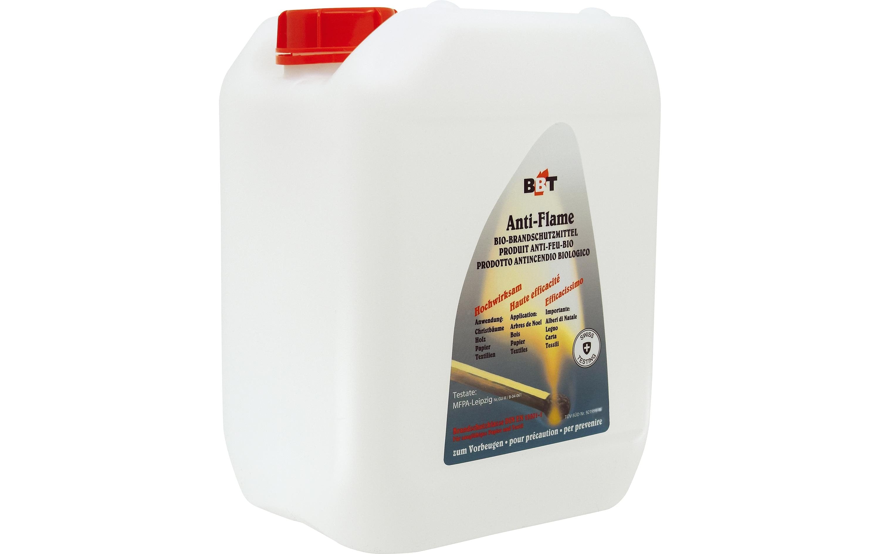 BBT Bio Brandschutzspray Nachfüll-Bidon 5 l für Christbäume, Papier, Textil