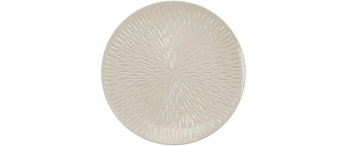 H&J Dekoteller Strahlenmuster, Beige Kunststoff, D: 33 cm
