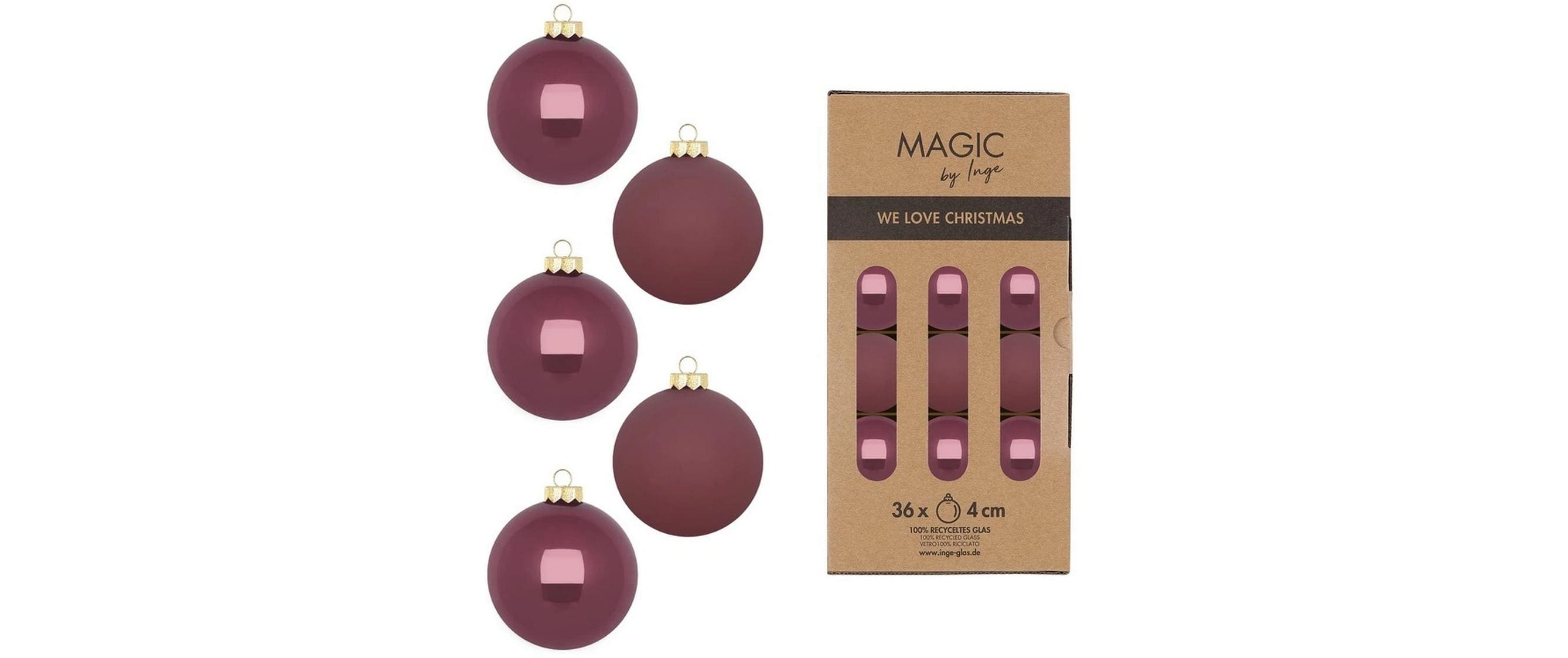 Inge Weihnachtskugel Dusty Rose 36 Stück, Glas, 4 cm