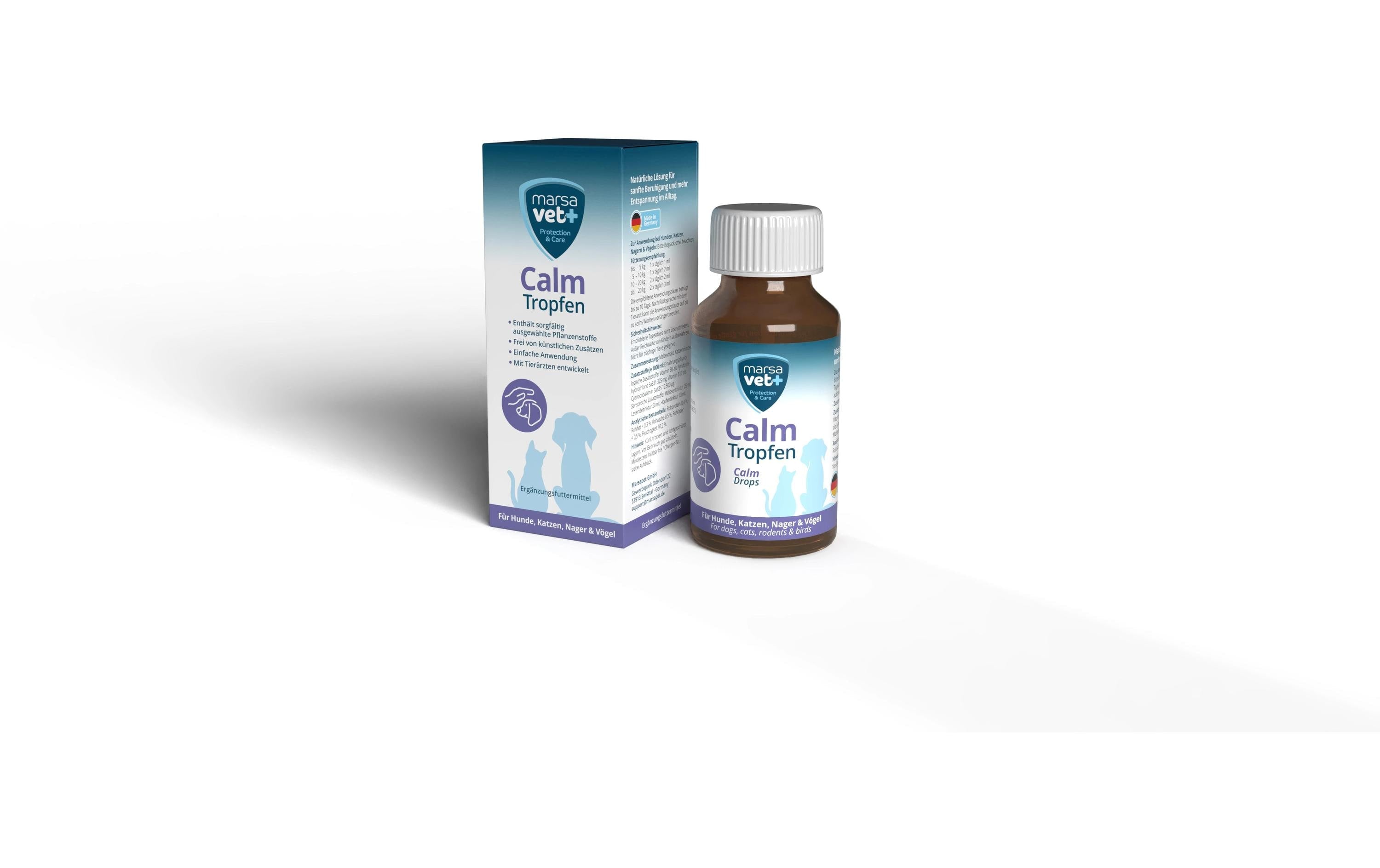 Marsavet Calm Tropfen 100ml für Hunde, Katzen, Nager und Vögel