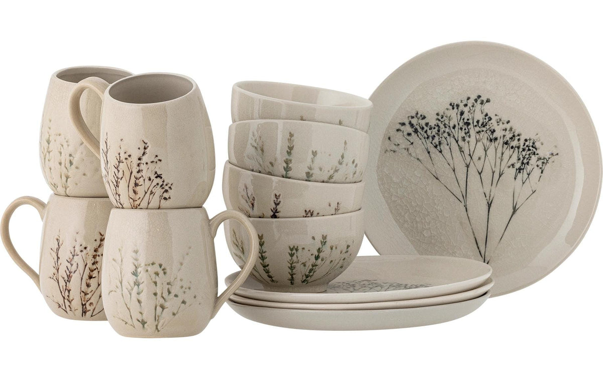 Bloomingville Geschirrset Bea, 12teilig Steingut,Waschmasch.,10.5x10.5/22/11.5x6.5