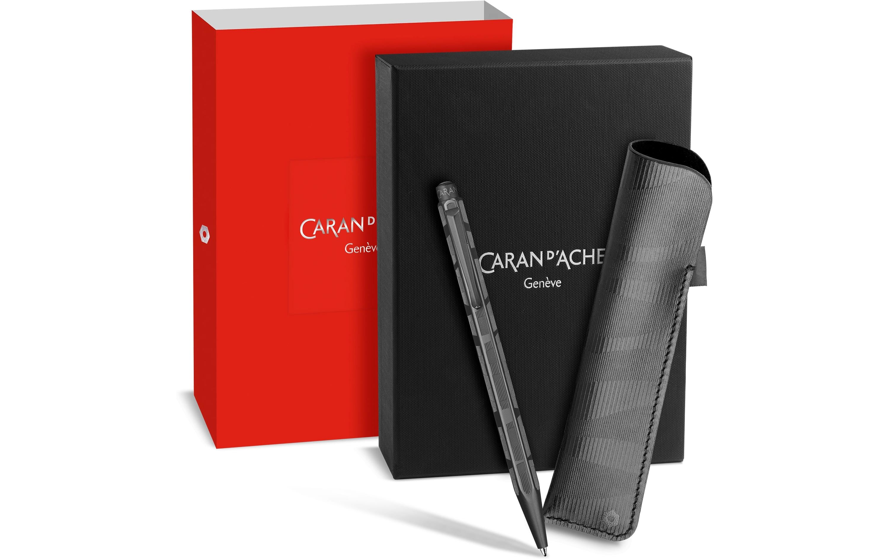 Caran dAche Ecridor Black Lines Kugelschr. schwarz, mit Lederetui