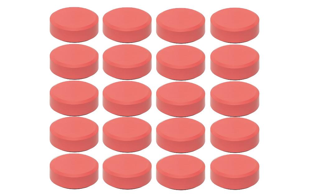 MAUL Facetterand-Magnete MAULpro Recycling Ø 29 mm, 0.6kg Tragkraft, 20 Stk., rot