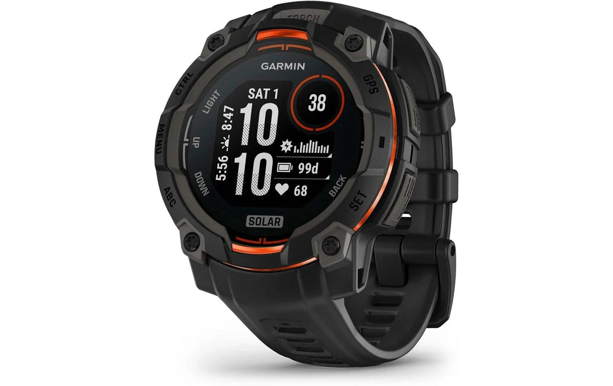 Garmin Instinct 3 - 45 mm, Solar Schwarz mit Silikonband 22 mm