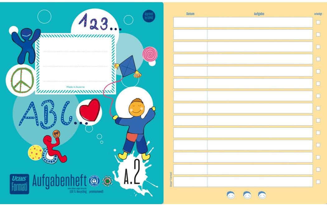 Formati Aufgabenheft A.2 mit Wochenplan, 20 Blatt, quart, recycling