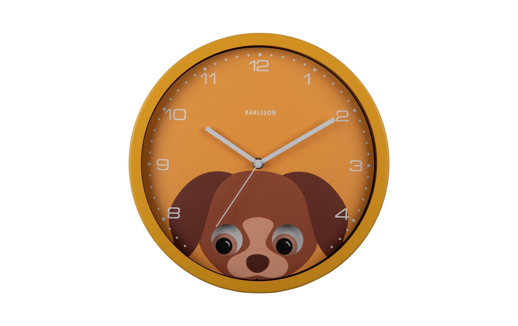 KARLSSON Kinder Wanduhr Hund Wall clock Peekaboo Dog yellow