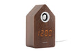 KARLSSON Wecker Kuckuck LED inkl. USB Kabel, Dark wood veneer