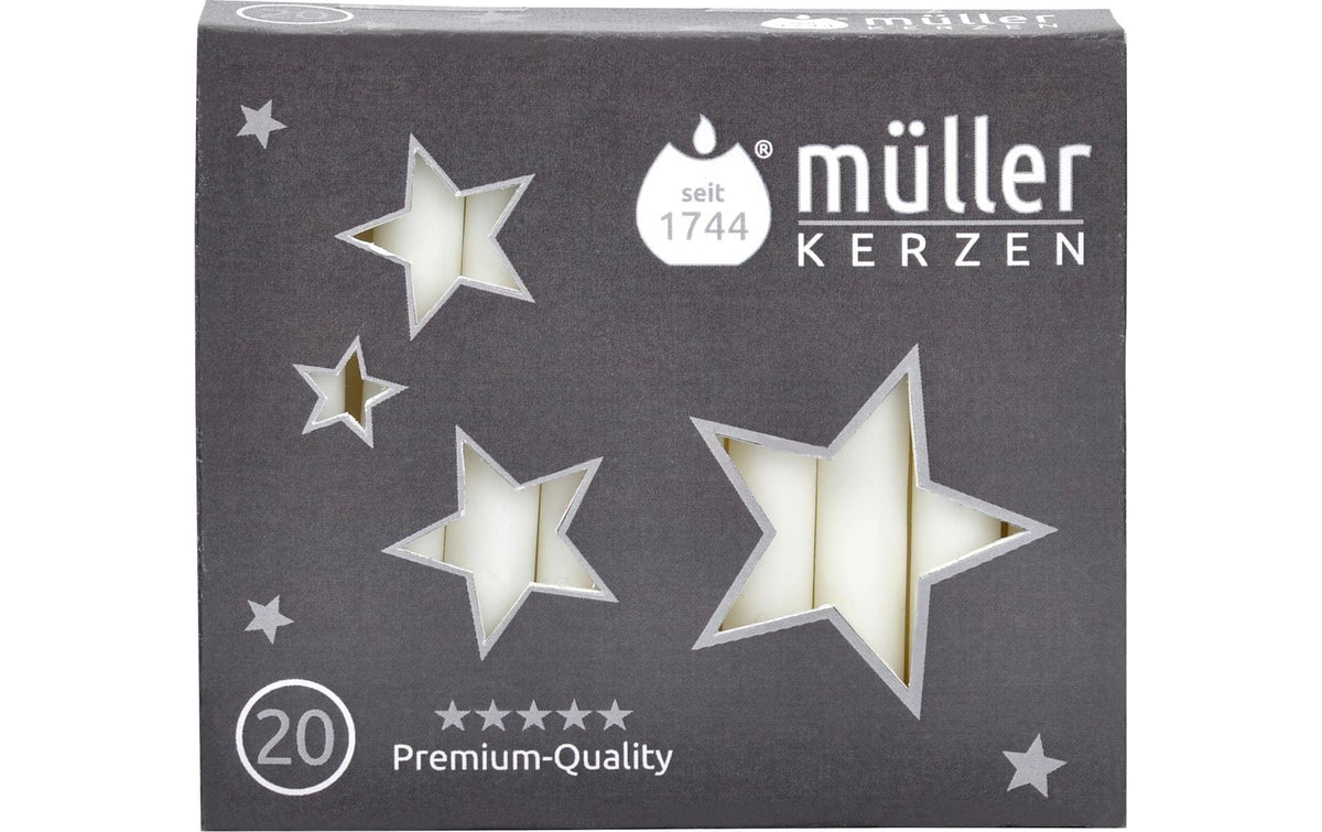 Müller Kerzen Baumkerzen 20 Stück, Weiss 10x1.2 cm (HxD)