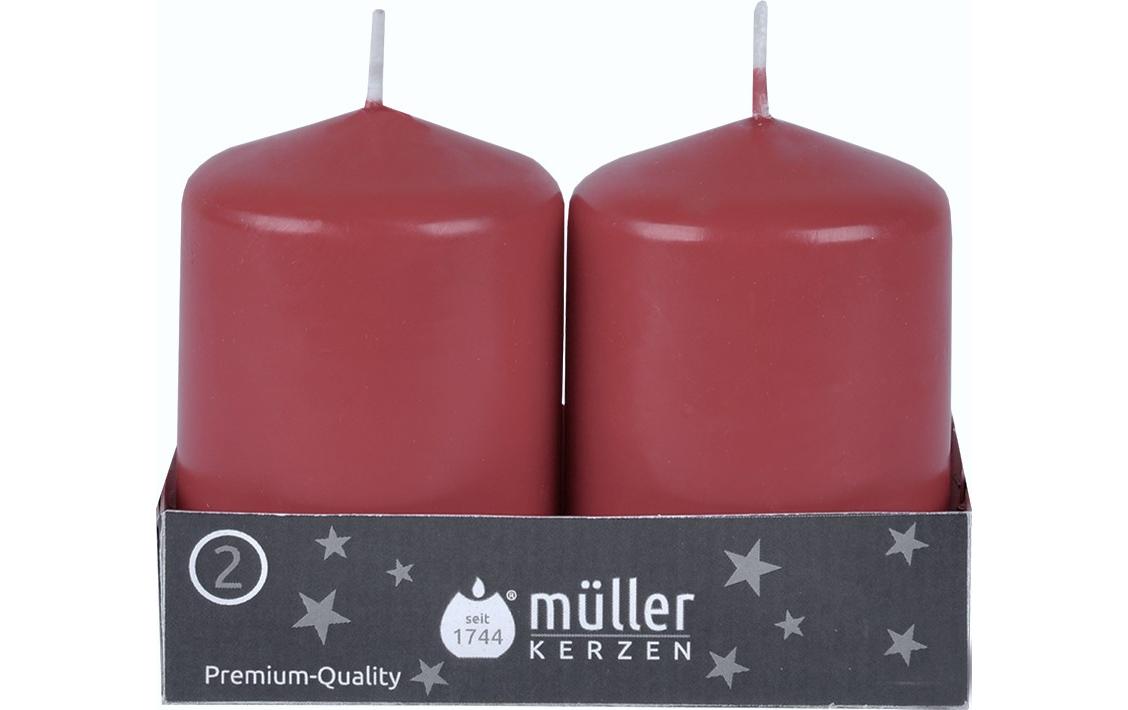 Müller Kerzen Stumpenkerzen 2er Set Dunkelrot, 8x5.5 cm (DxH)