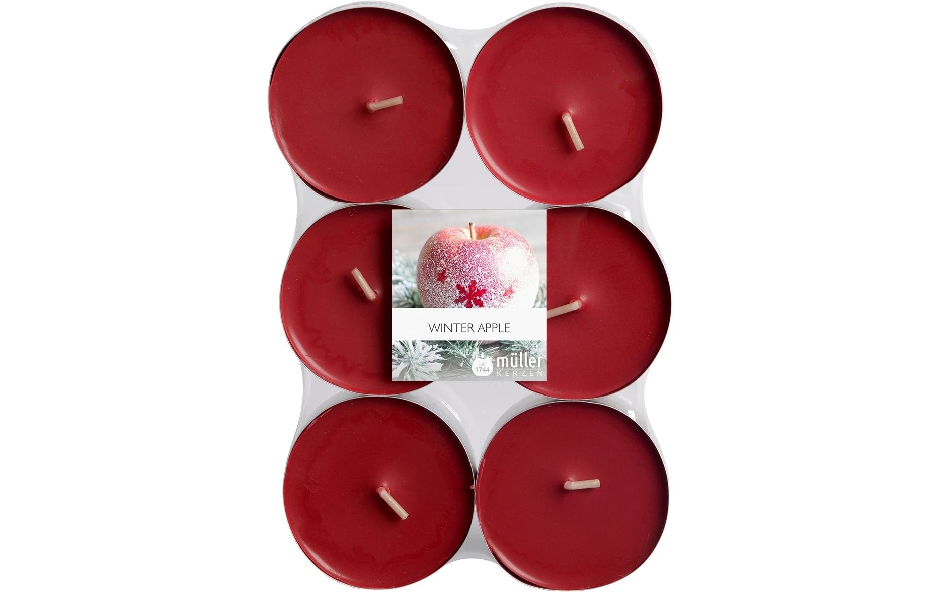 Müller Kerzen Teelichter Maxi, Winter Apple 6er Set,