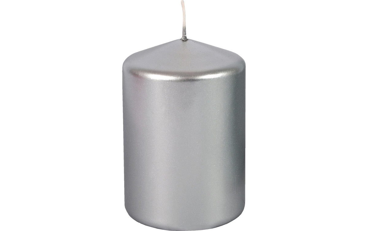 Müller Kerzen Stumpenkerze Silber Glanz, 10x6.8 cm (HxD)