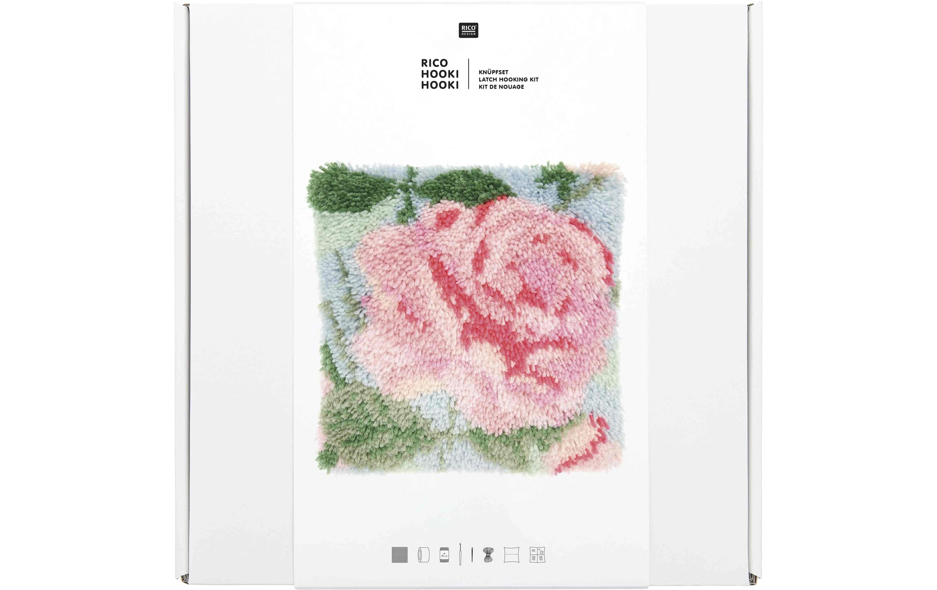 Rico Hooki Hooki Knüpfset Kissen Rose 40 x 40 cm