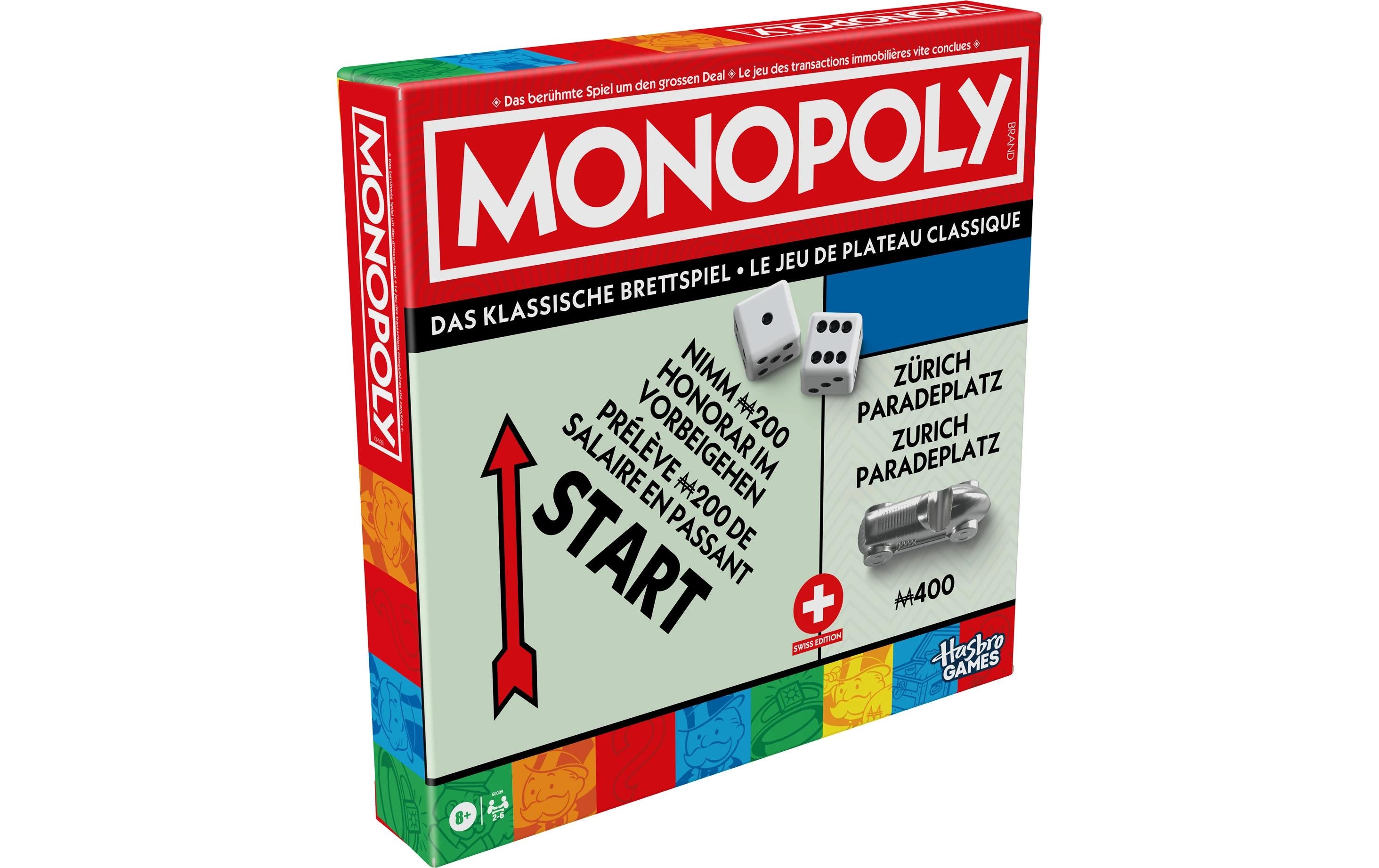 Monopoly Classic Refresh Schweizer Edition 2-6 Spieler, ab 8 Jahren, D/F/I