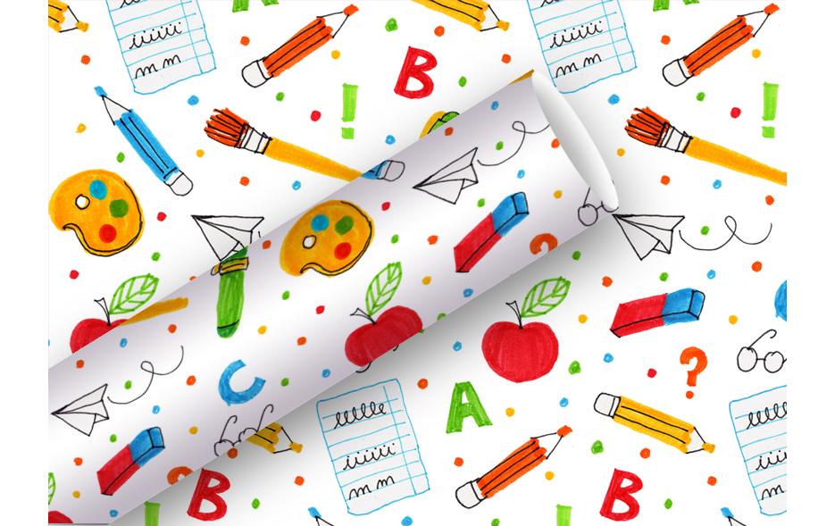 B+C Geschenkpapier 2mx70cm Schule