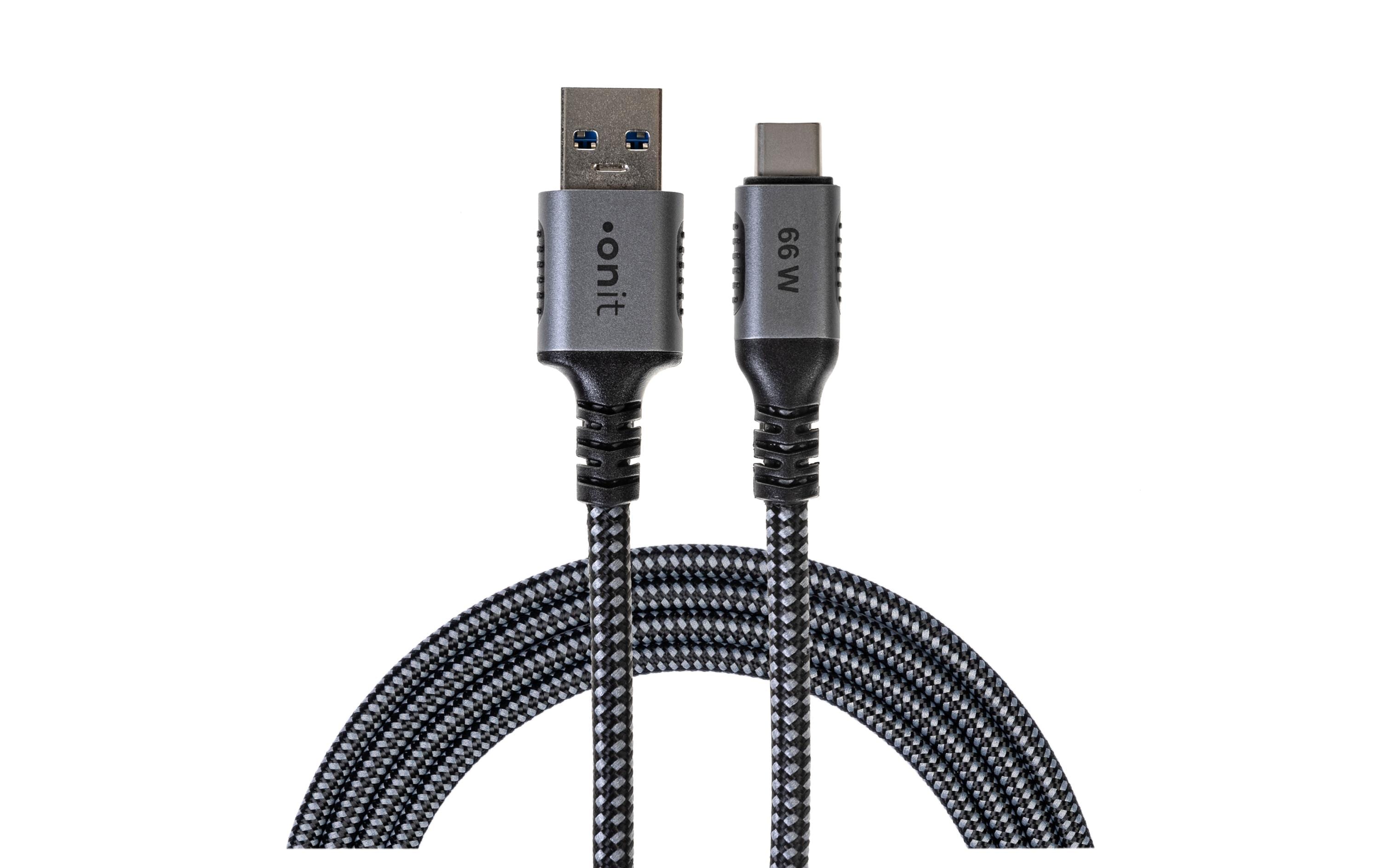 onit USB-Kabel A-C schwarz/grau 0.5m USB 3.2Gen2 / 66W / 10Gbps