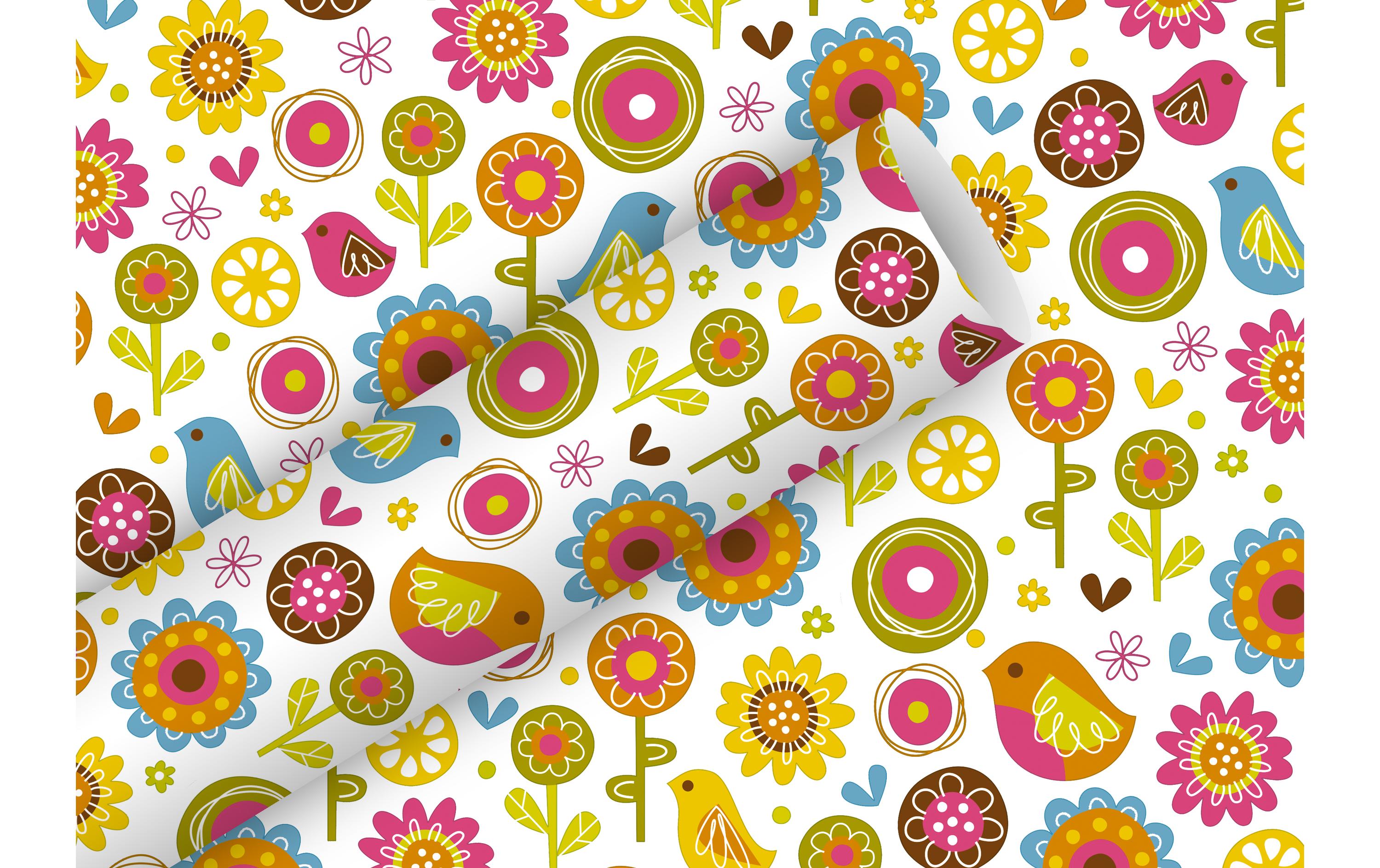 B+C Geschenkpapier 2mx70cm Birdland weiss