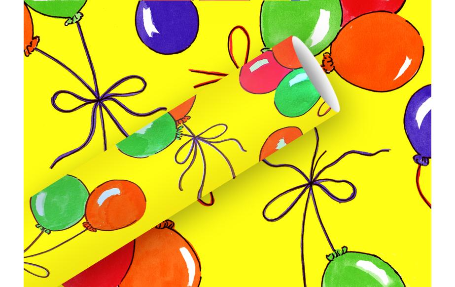 B+C Geschenkpapier 2mx70cm Luftballons gelb